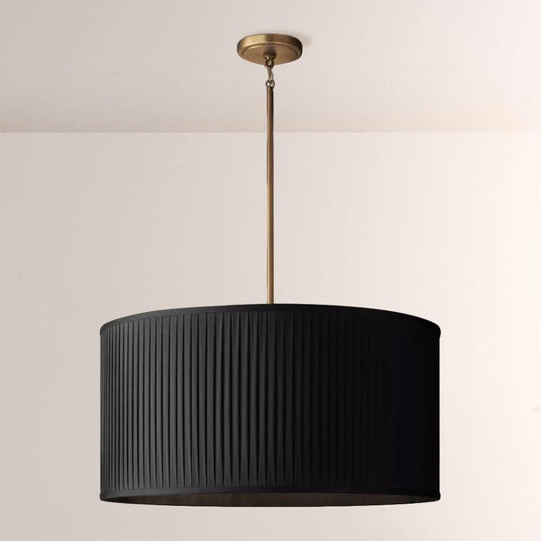 19 Silk Drum Pendant Light 3-Light E26 Brass Bronze Fixture