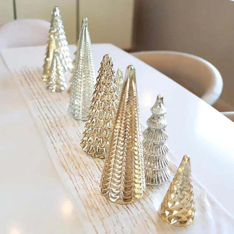 Resin Christmas Tree Statue Ornament Set of 5 Luminous Pieces