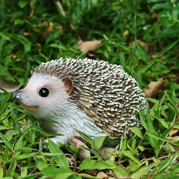 Resin Hedgehog Garden Statue with Realistic Fur Texture