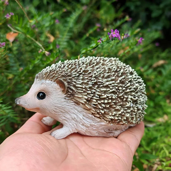 Resin Hedgehog Garden Statue with Realistic Fur Texture