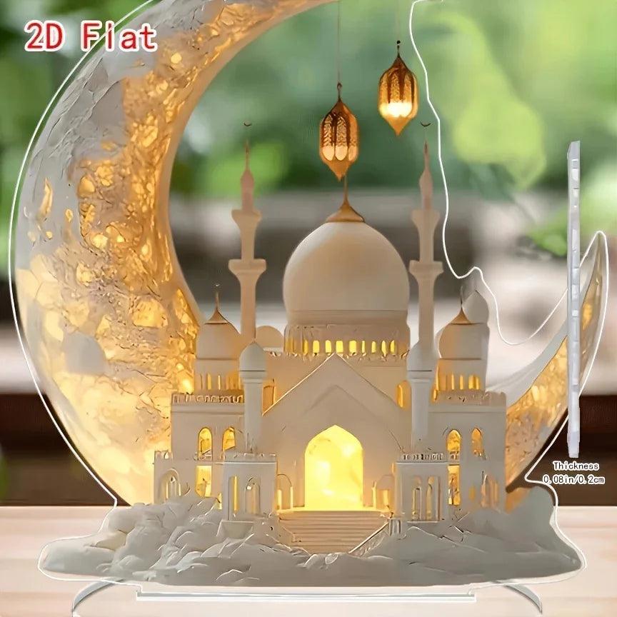 Resin Ramadan Plaque - Gold Crescent Moon Design