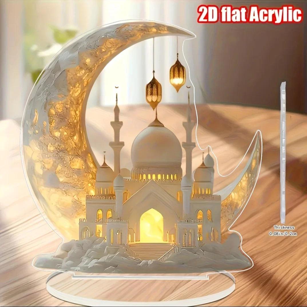 Resin Ramadan Plaque - Gold Crescent Moon Design