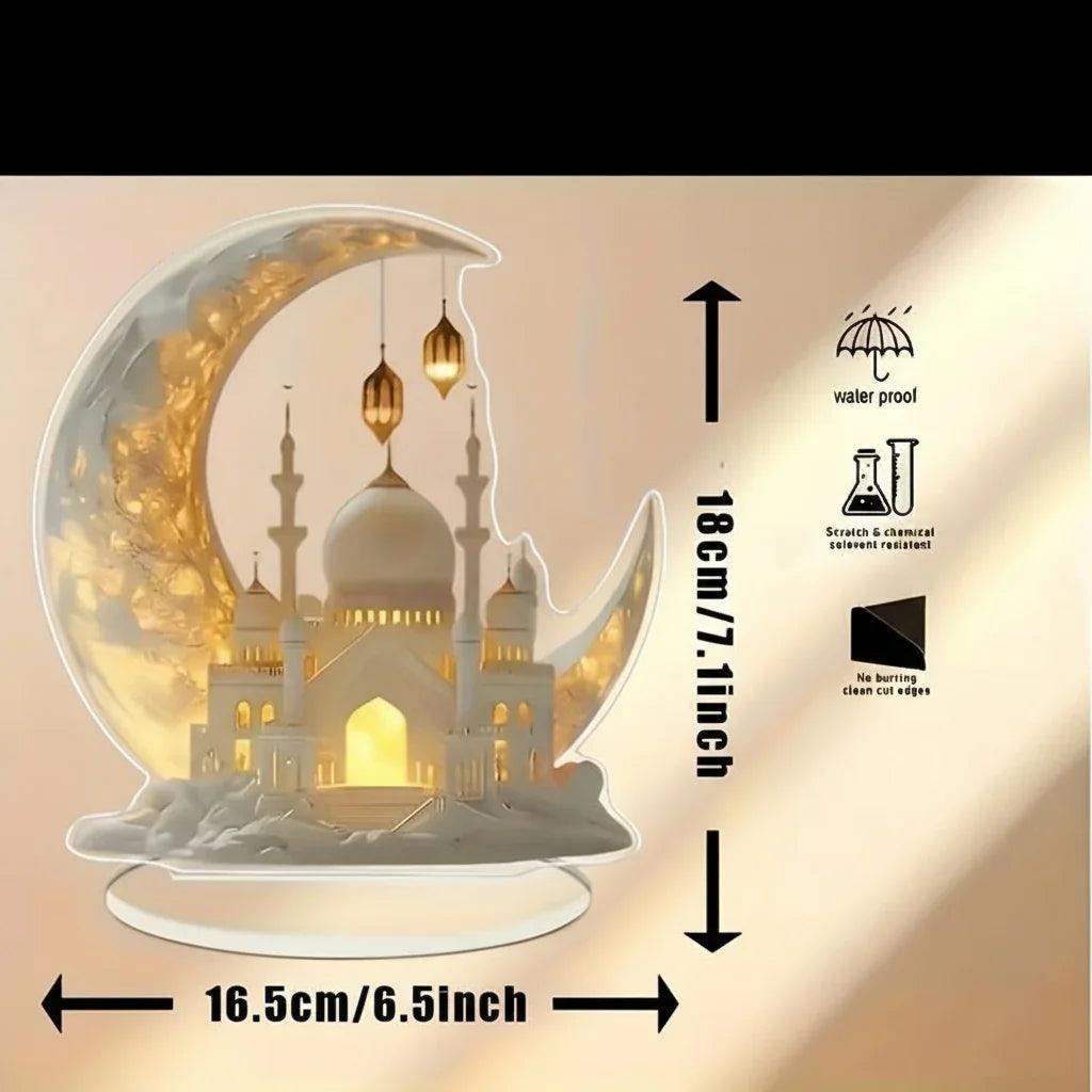 Resin Ramadan Plaque - Gold Crescent Moon Design