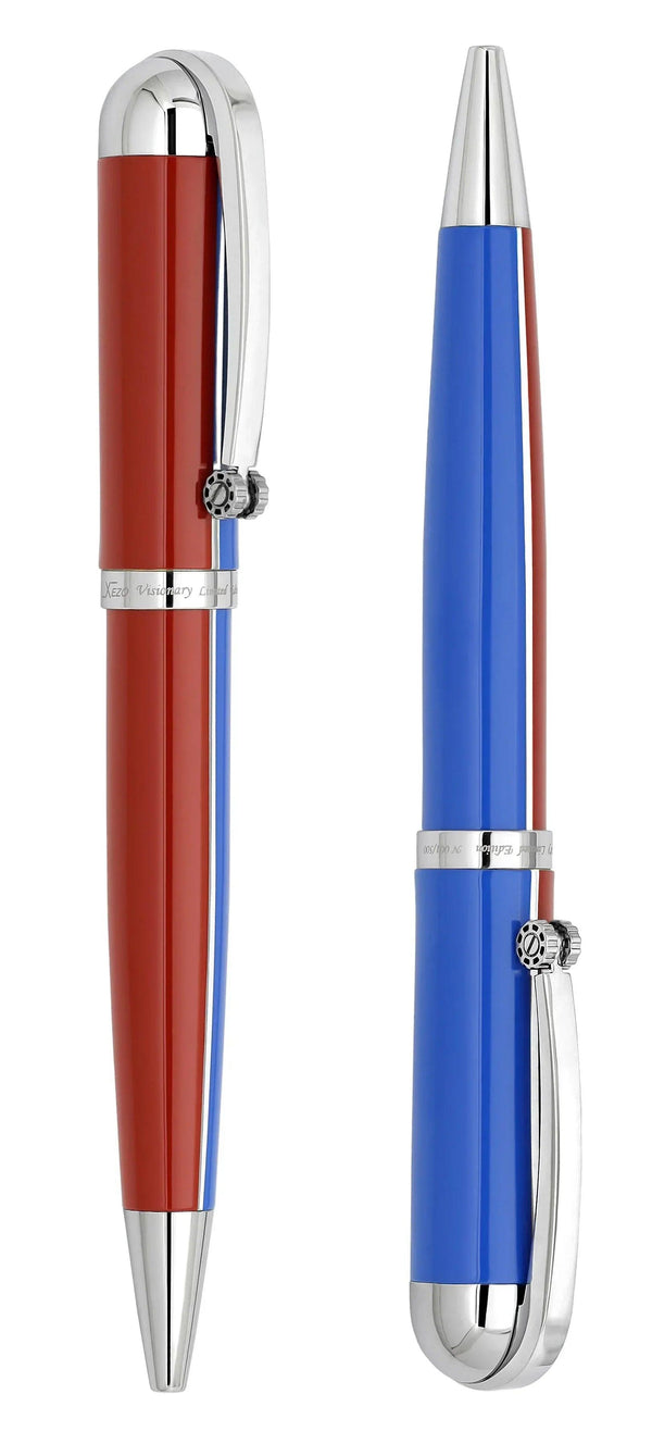 Visionary® Brass & Aluminum Enameled Ballpoint Pen - Red / Blue - Gifts for You 'n Me