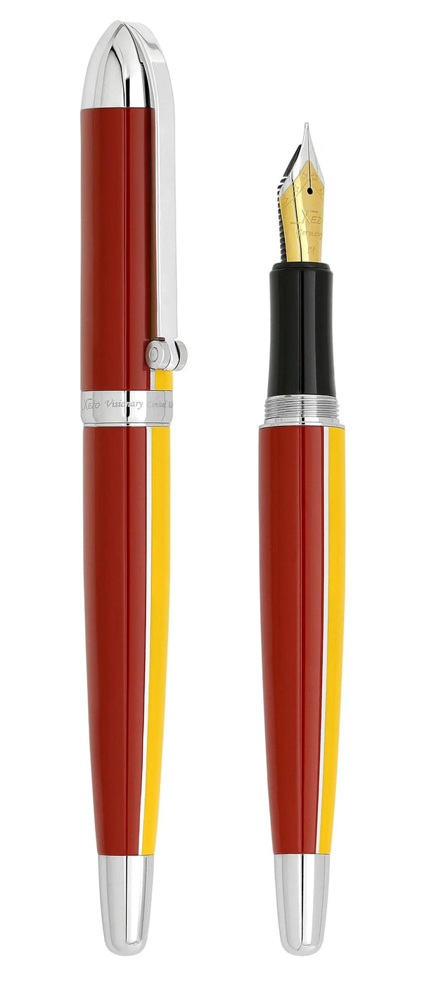 Visionary® Brass & Aluminum Enameled Fountain Pen (Medium Nib) - Aspen Gold / Red - Gifts for You 'n Me