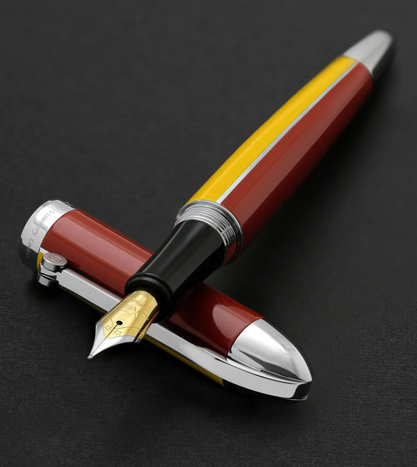 Visionary® Brass & Aluminum Enameled Fountain Pen (Medium Nib) - Aspen Gold / Red - Gifts for You 'n Me