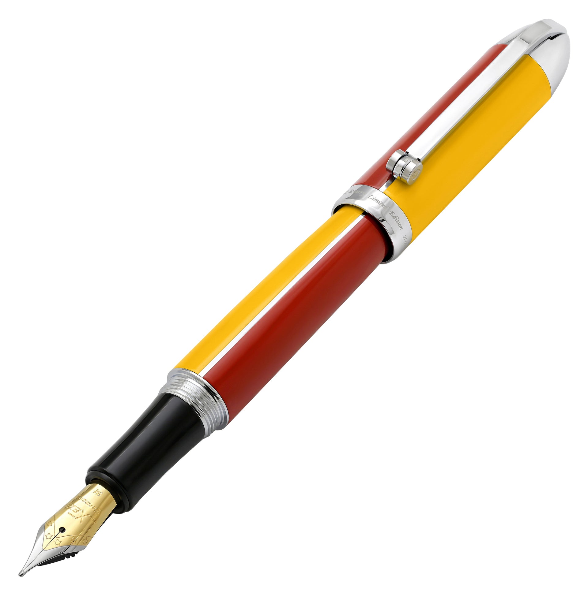 Visionary® Brass & Aluminum Enameled Fountain Pen (Medium Nib) - Aspen Gold / Red