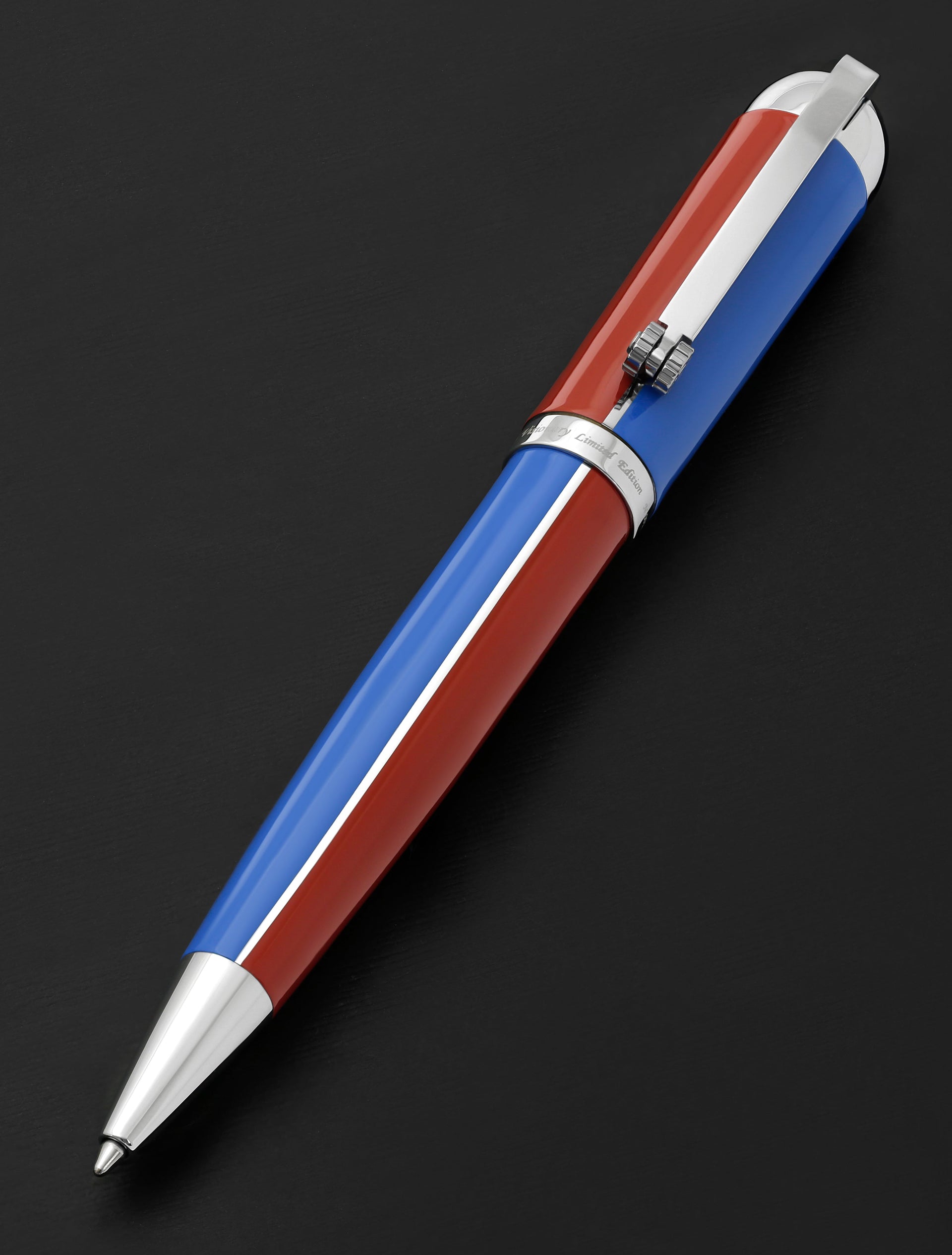Visionary® Brass & Aluminum Enameled Ballpoint Pen - Red / Blue
