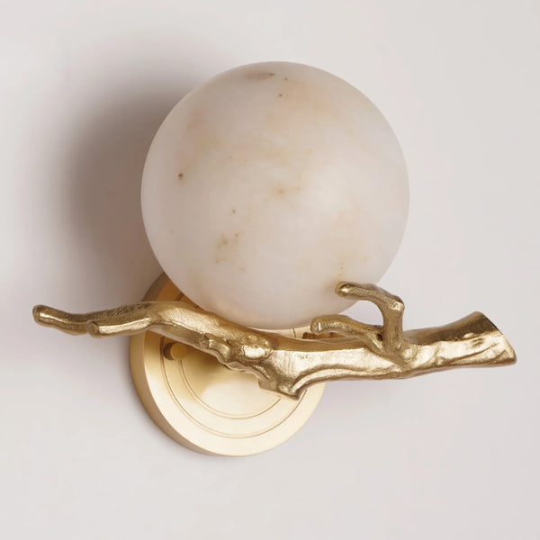 Retro Twigs Round Alabaster Wall Lamp