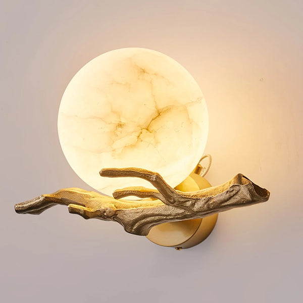 Retro Twigs Round Alabaster Wall Lamp