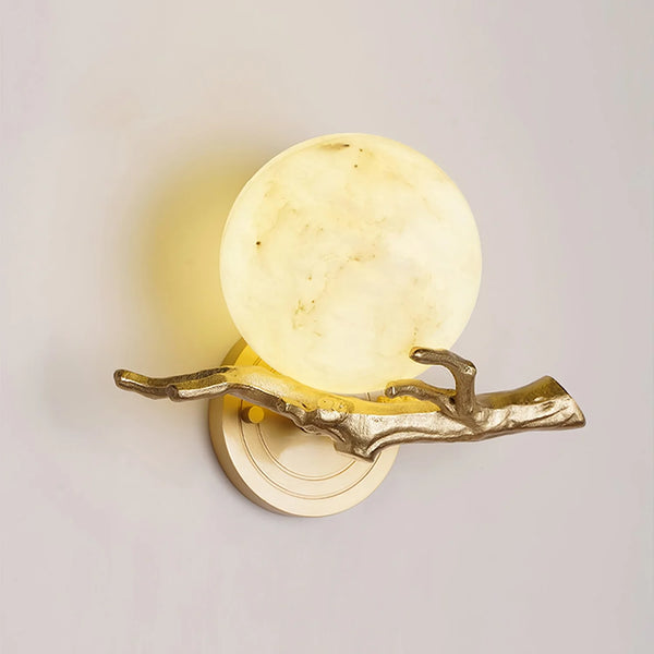 Retro Twigs Round Alabaster Wall Lamp
