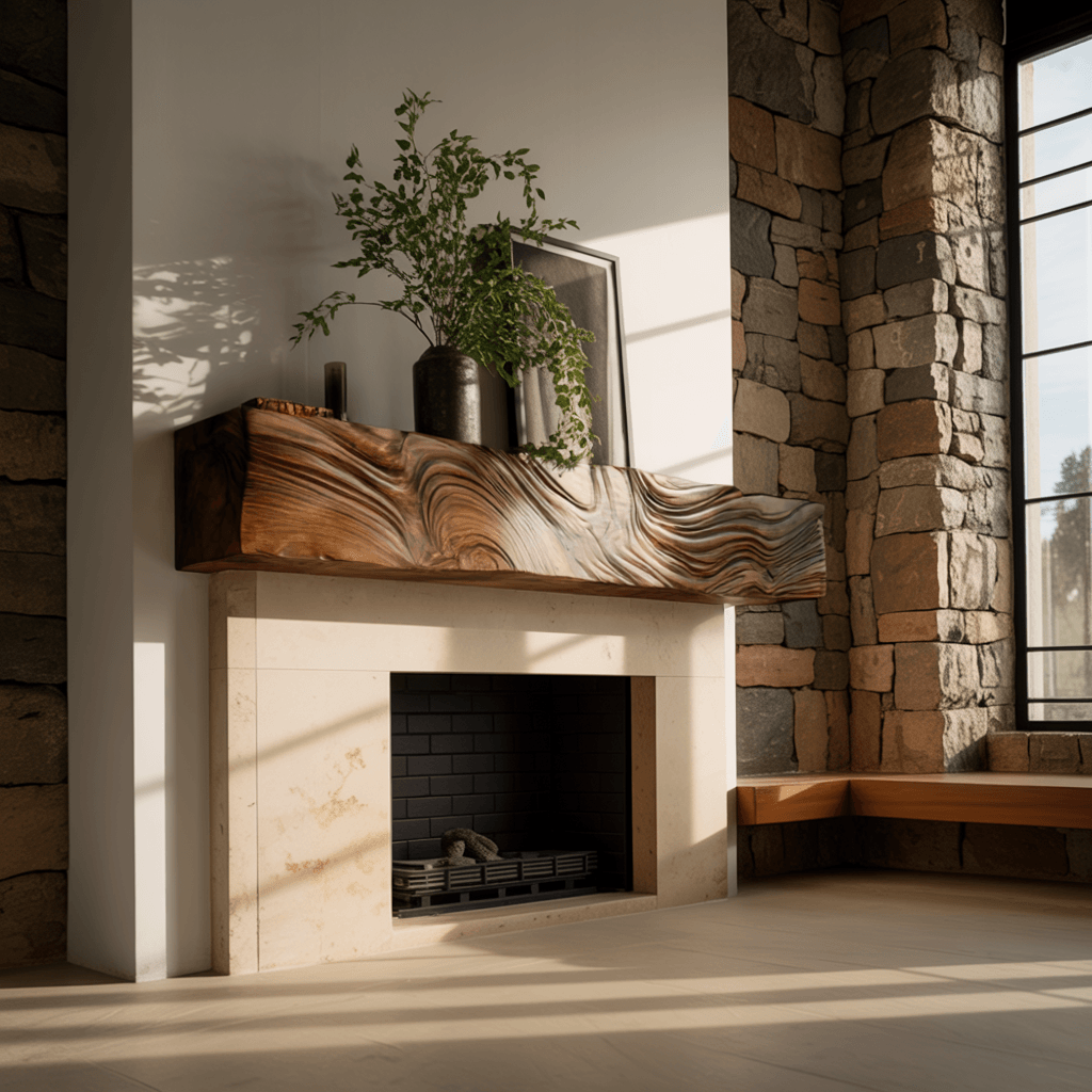 Rheon Sculpted Solid Wood Fireplace Mantel Shelf