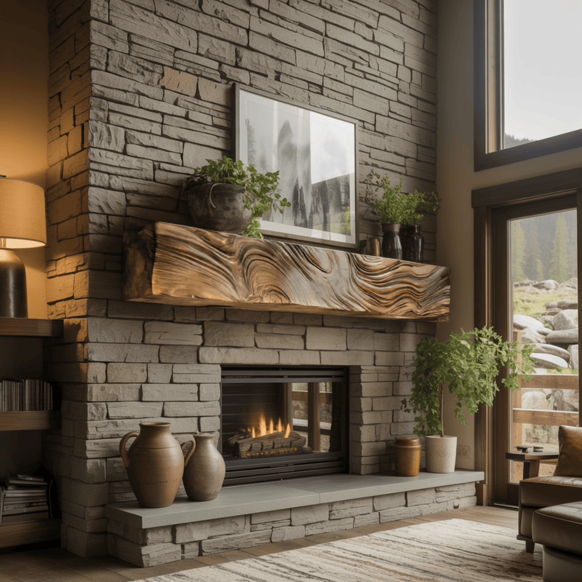 Rheon Sculpted Solid Wood Fireplace Mantel Shelf