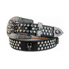 Black Rhinestone Men Women Skull Buckle Belt