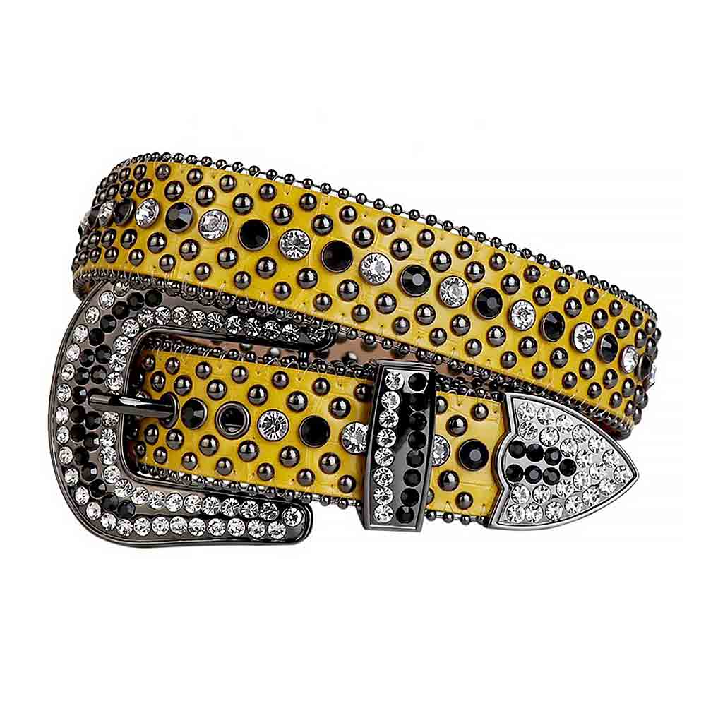 Rhinestone Yellow Belt For Men And Women