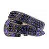 Black Leather With Blue Rhinestones Belt