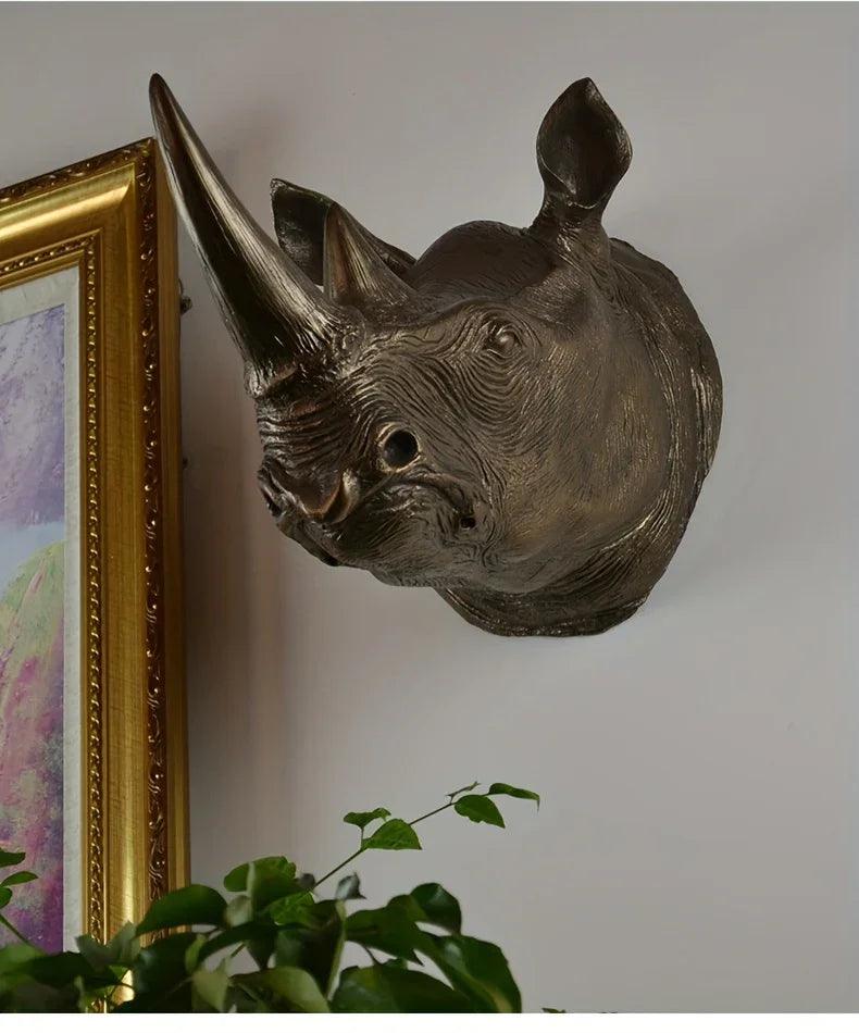 Rhino Head - Decorative Black 6-Inch