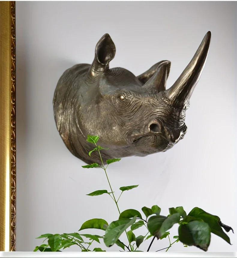 Rhino Head - Decorative Black 6-Inch