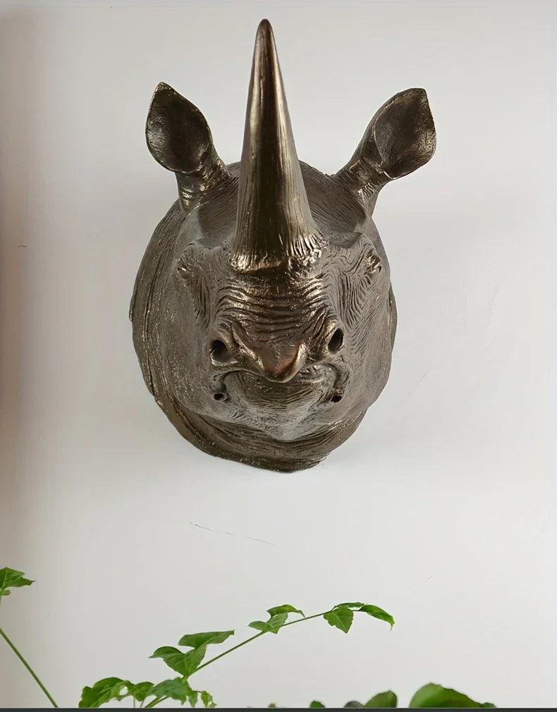Rhino Head - Decorative Black 6-Inch