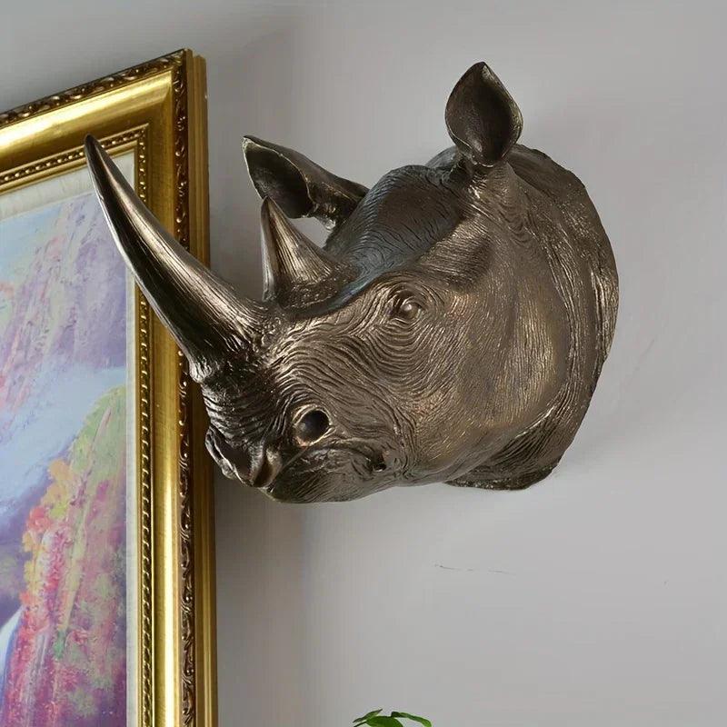 Rhino Head - Decorative Black 6-Inch