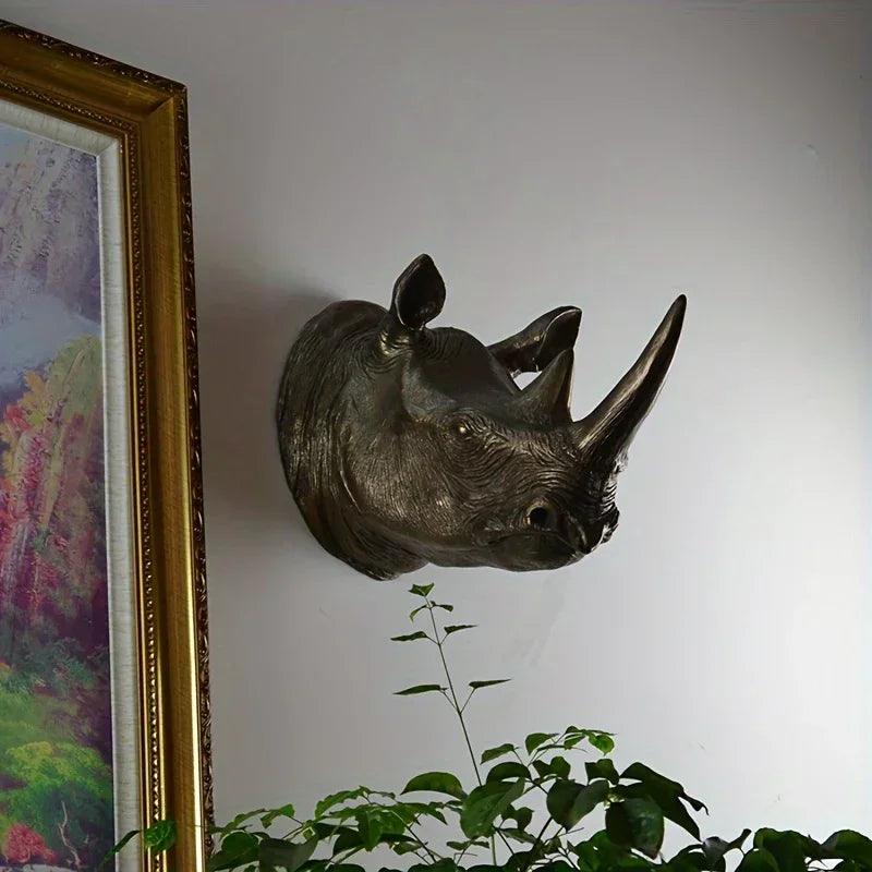 Rhino Head - Decorative Black 6-Inch