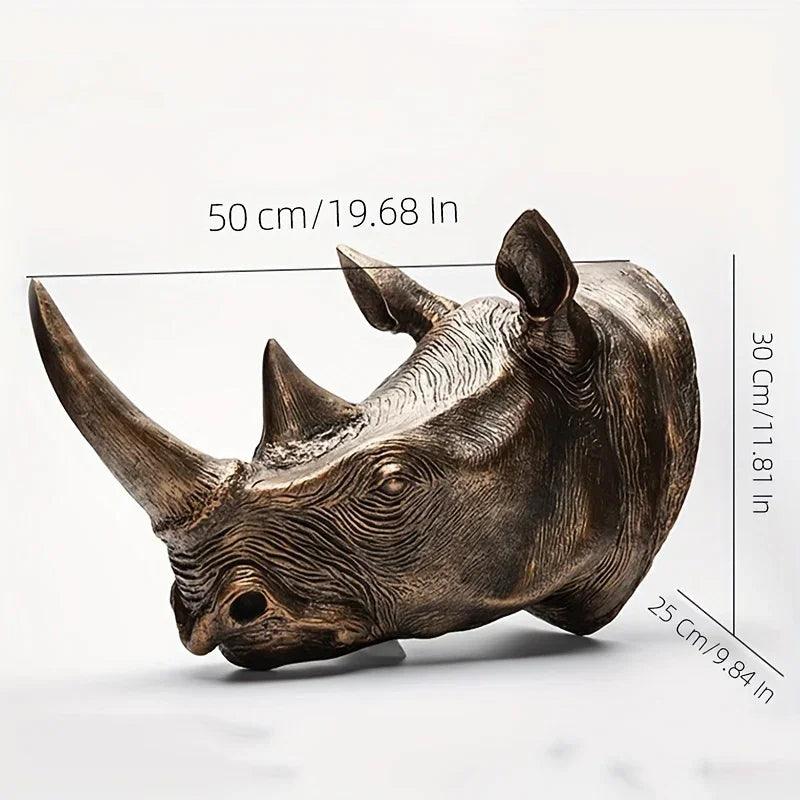 Rhino Head - Decorative Black 6-Inch
