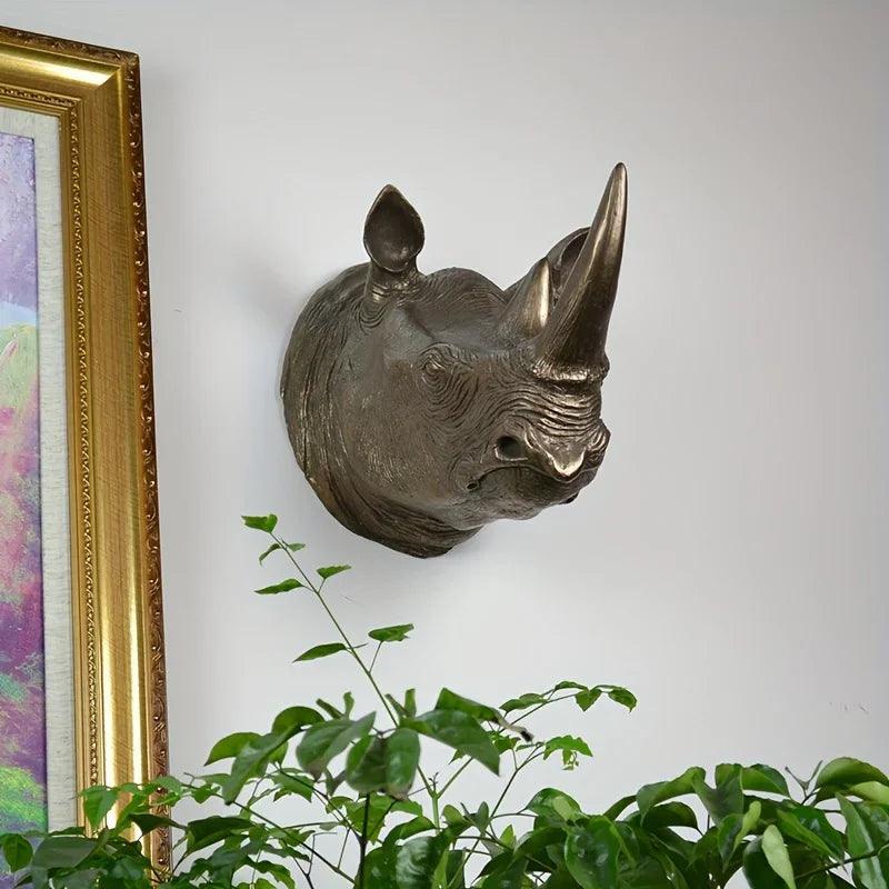 Rhino Head - Decorative Black 6-Inch