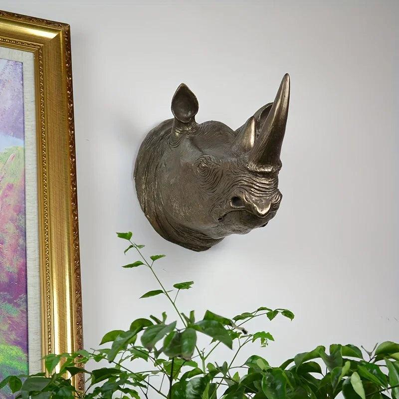 Rhino Head - Decorative Black 6-Inch