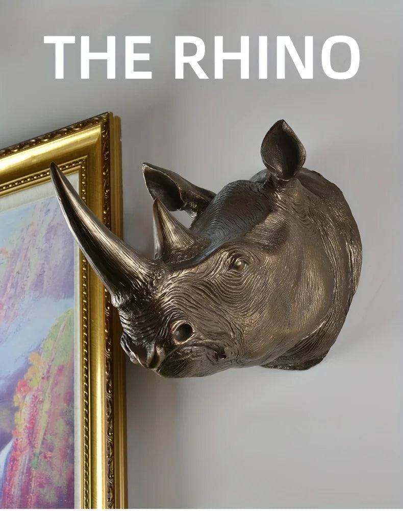 Rhino Head - Decorative Black 6-Inch