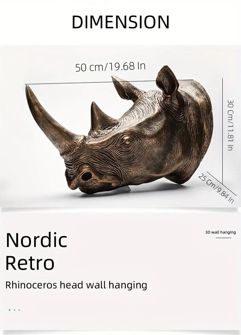 Rhino Head - Decorative Black 6-Inch