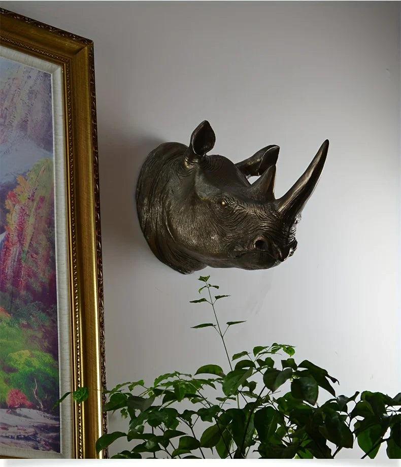 Rhino Head - Decorative Black 6-Inch