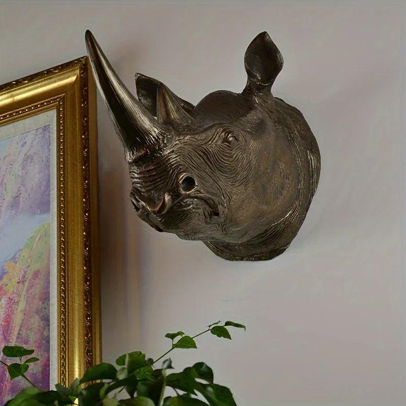 Rhino Head - Decorative Black 6-Inch