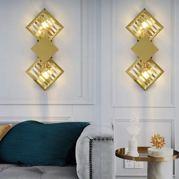 Rhombus Gold Crystal Wall Light