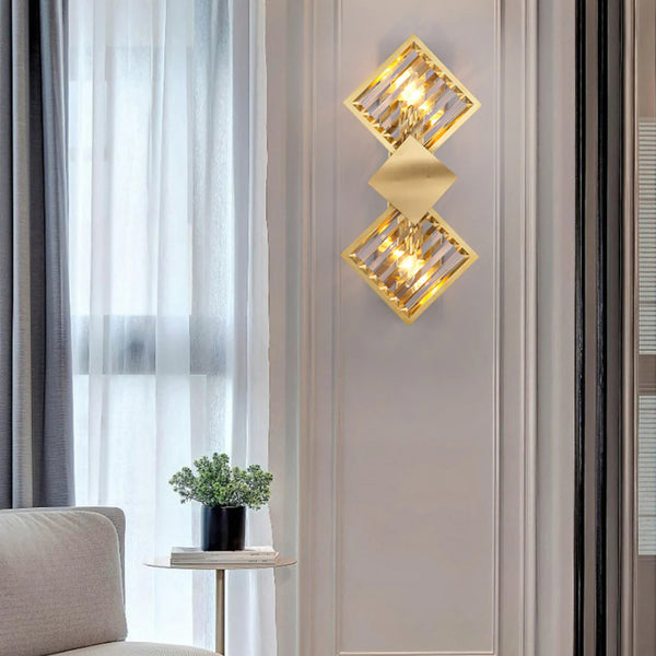 Rhombus Gold Crystal Wall Light