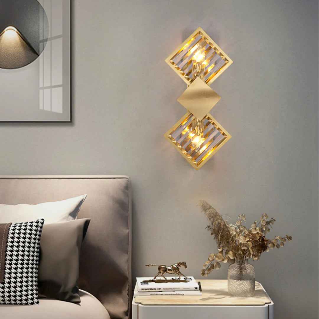 Rhombus Gold Crystal Wall Light