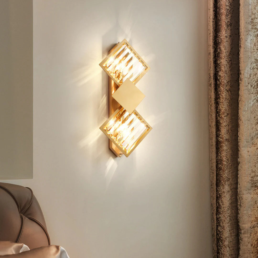 Rhombus Gold Crystal Wall Light