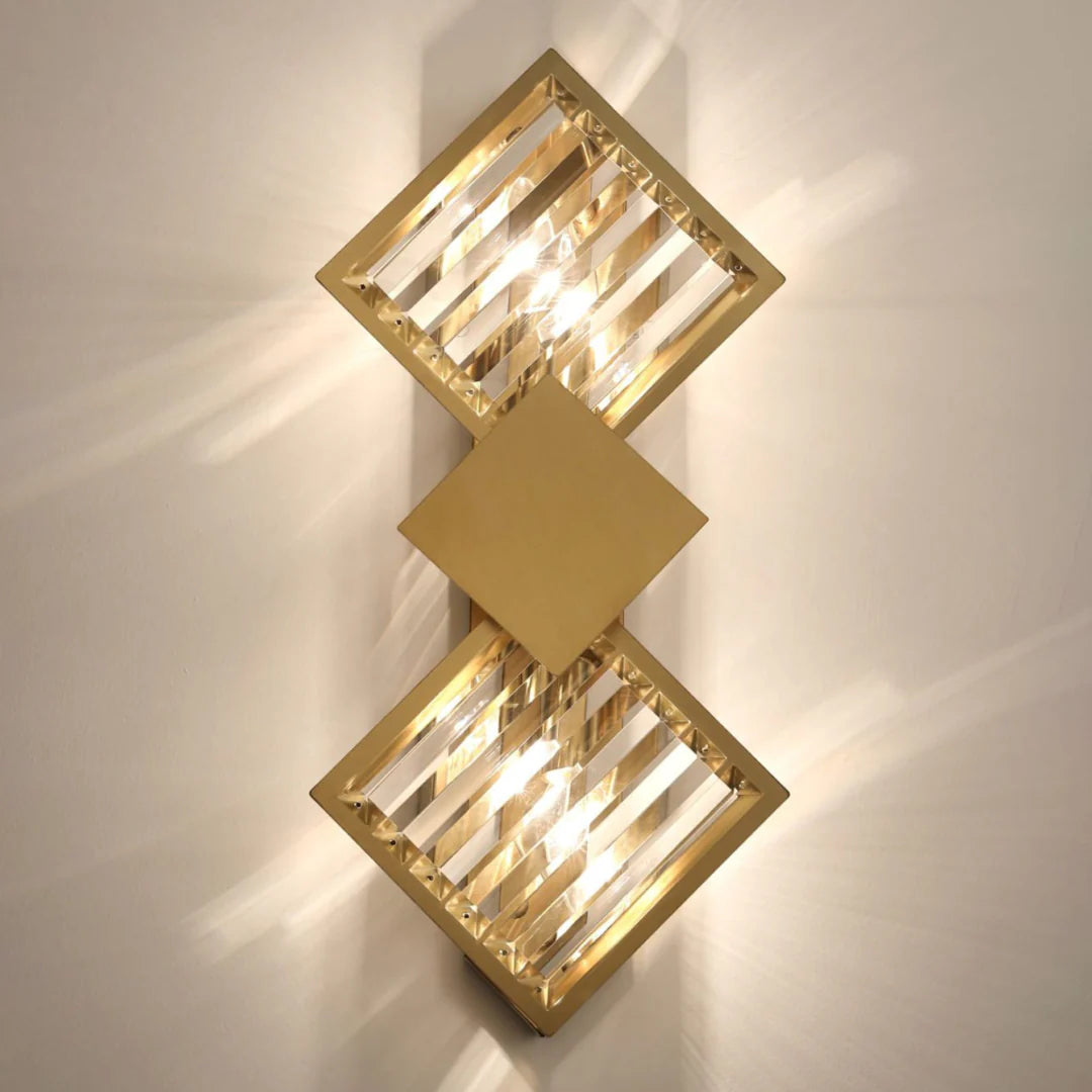 Rhombus Gold Crystal Wall Light