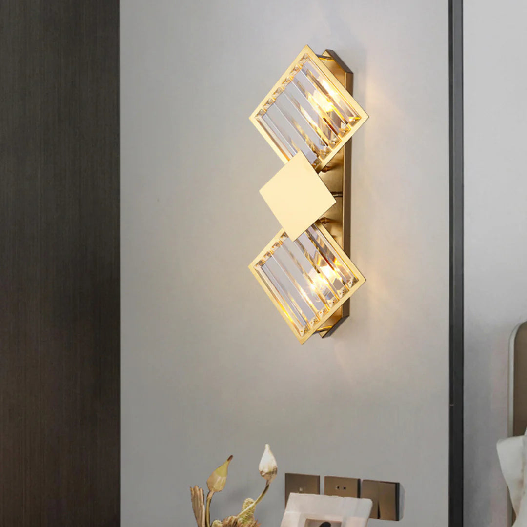 Rhombus Gold Crystal Wall Light