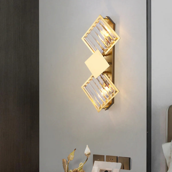 Rhombus Gold Crystal Wall Light