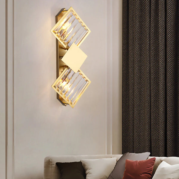 Rhombus Gold Crystal Wall Light