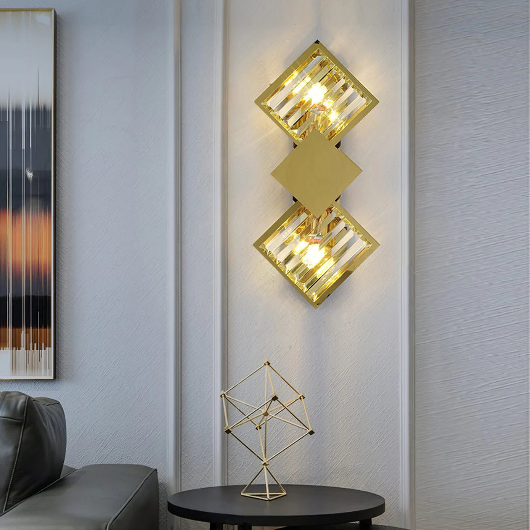 Rhombus Gold Crystal Wall Light