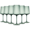 Tonal Ribbed Stemmed Wine Glassware, Set of 6