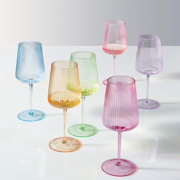 Monet Ribbed Stemmed Wine Glassware, Set of 6