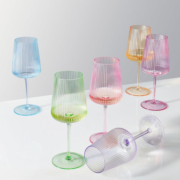 Monet Ribbed Stemmed Wine Glassware, Set of 6