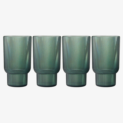 Eze Acrylic Ribbed Highball Glassware, Set of 4