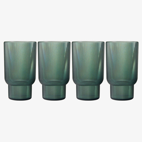 Eze Acrylic Ribbed Highball Glassware, Set of 4