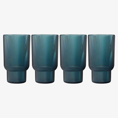 Eze Acrylic Ribbed Highball Glassware, Set of 4