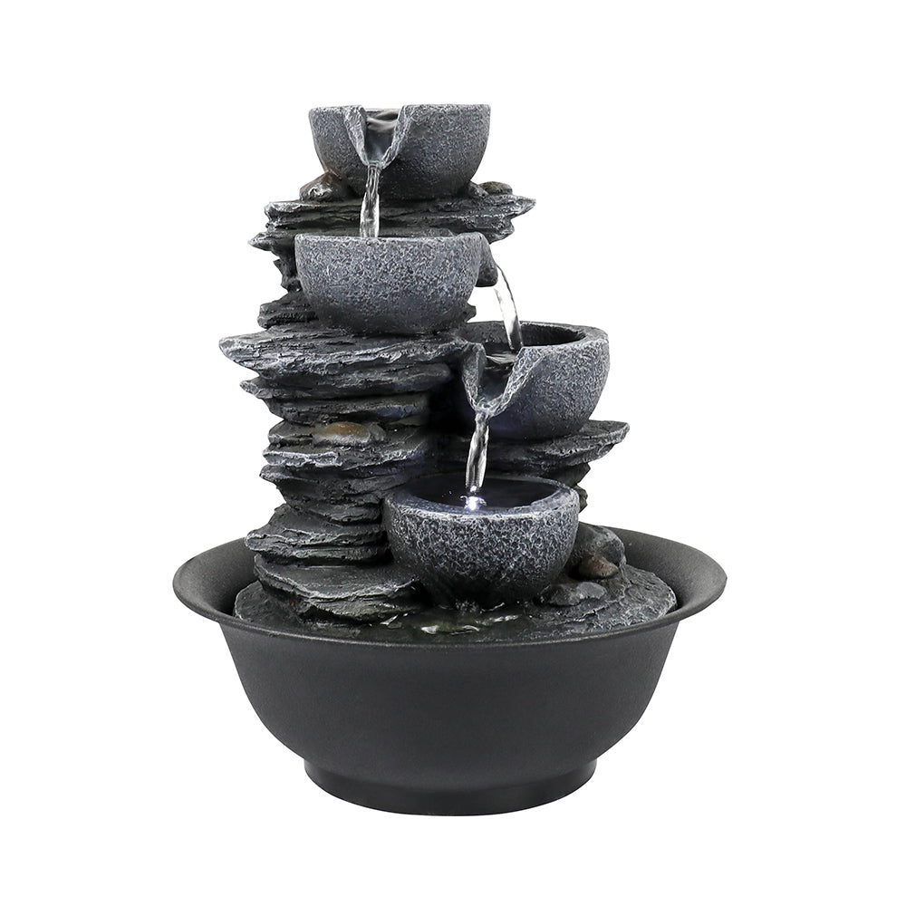 Resin Mini Slate Bowl Tabletop Water Fountain 10 Inch