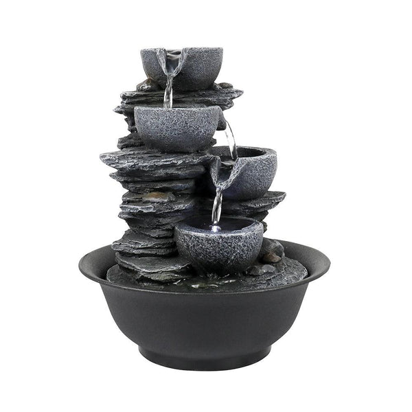 Resin Mini Slate Bowl Tabletop Water Fountain 10 Inch