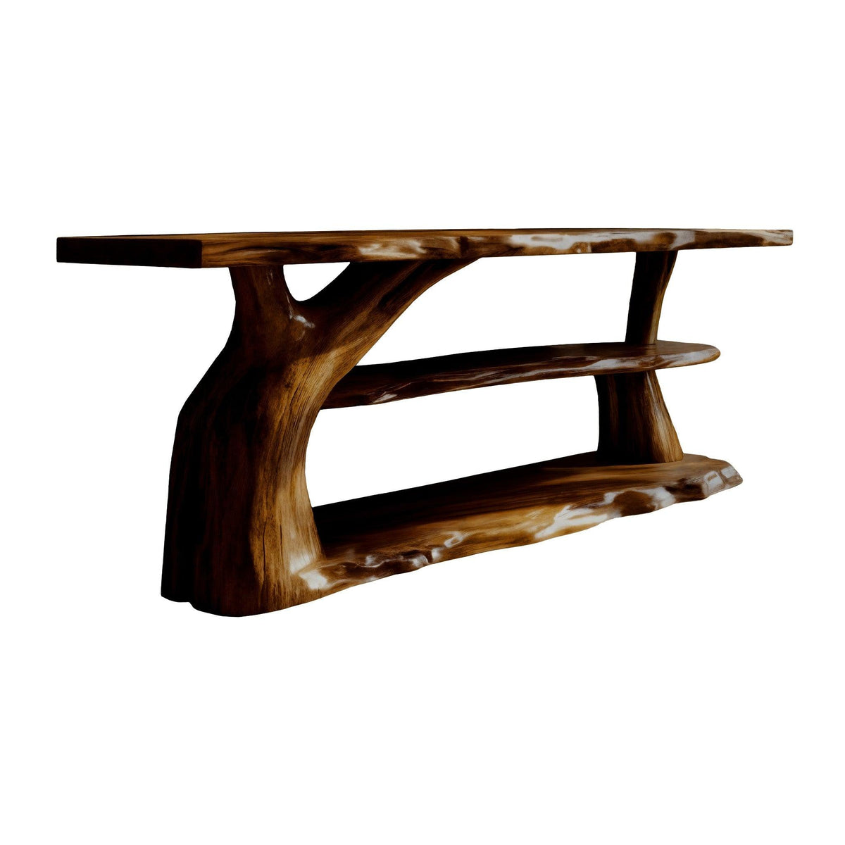 Riverroot Organic Live Edge Freestanding Bathroom Vanity with Shelves